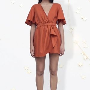 Linen blend short Jumpsuit Romper